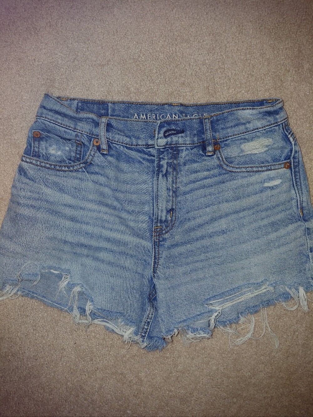 American Eagle Outfitters Light Blue Distressed Denim Shorts Size 2